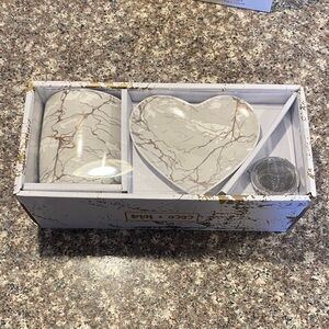 Marble Design Mug and Heart Plate Set
